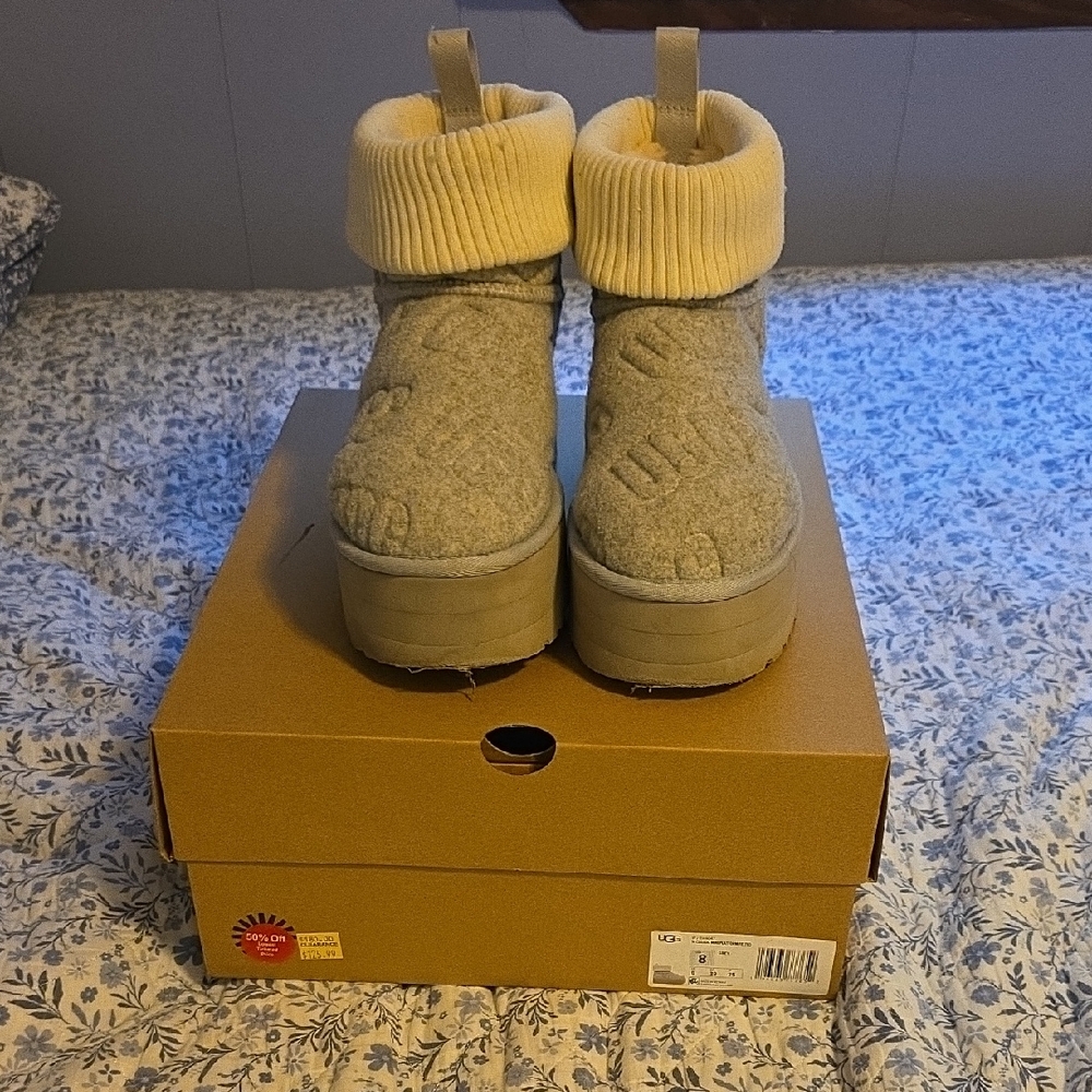 UGG Women's Classic Mini Platform Felted Boots In Grey